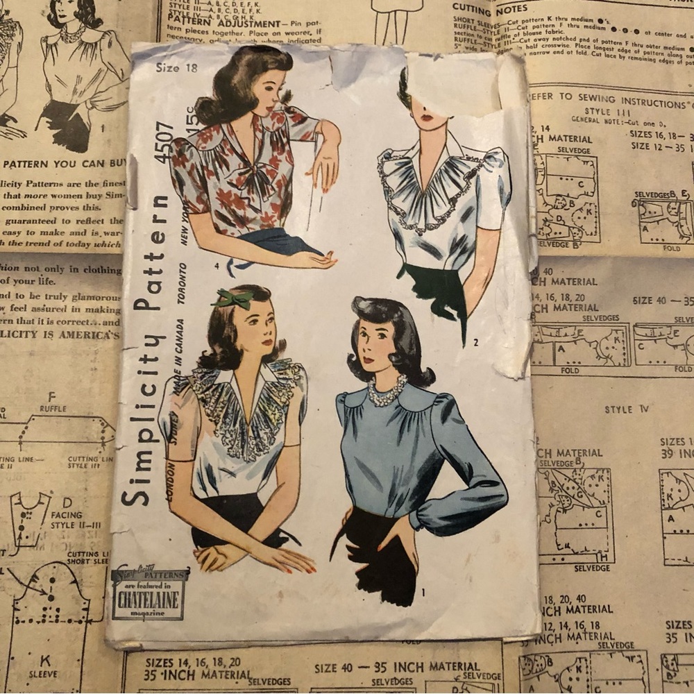 50's Style Blouse Pattern - Simplicity 4507 - Women's Blouse Pattern